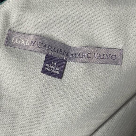 Luxe By Carmen Marc Valvo Multi Color Chevron Zig Zag Maxi Dress Size 14 - Picture 5 of 7